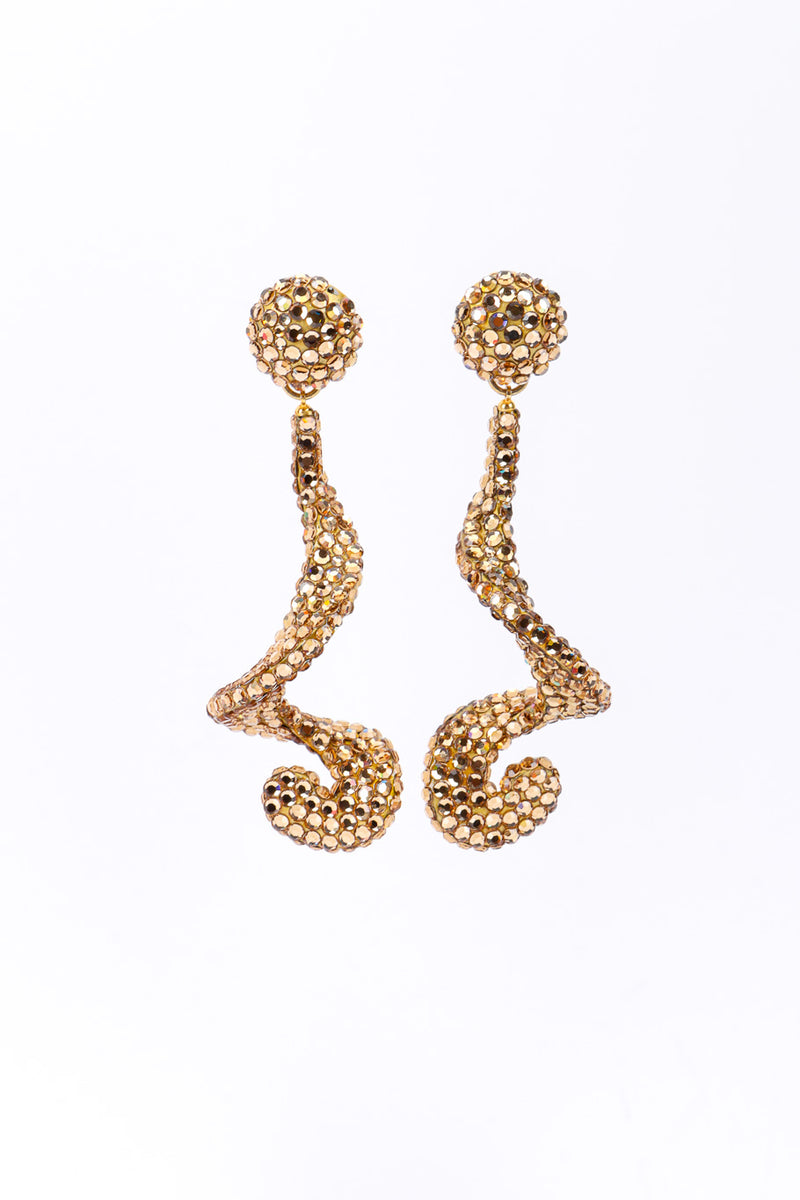 Vintage Richard Kerr Champagne Crystal Swirl Drop Earrings II front @recessla