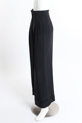 Vintage Richard Tyler wide leg high waisted black pants left side view as worn on mannequin @RECESS LA