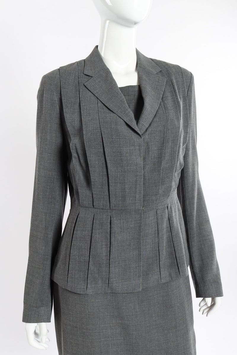 Vintage Richard Tyler Pleated Blazer and Dress Set front view on mannequin closeup @recessla