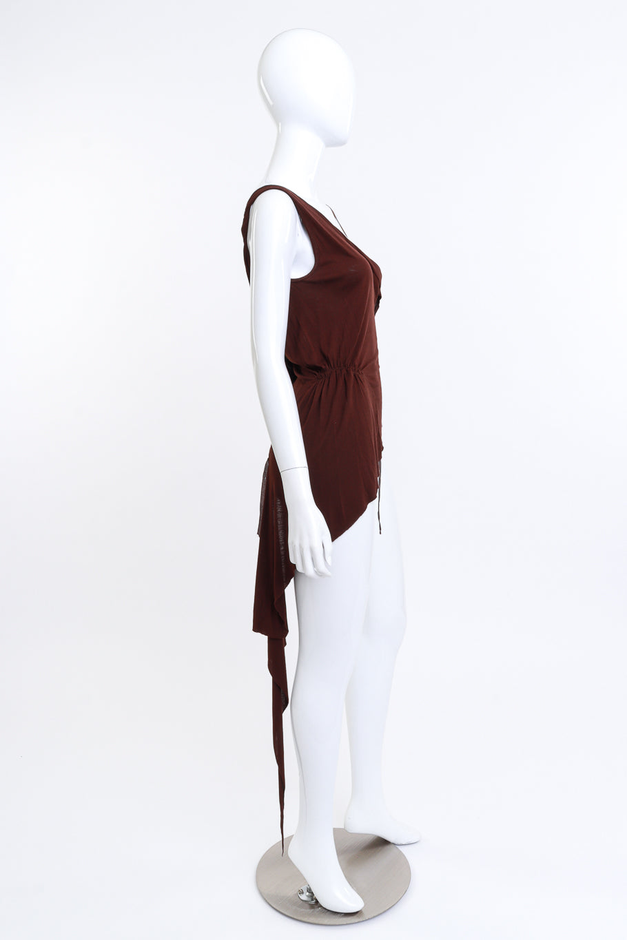 Asymmetrical draped top by Rick Owens on mannequin side @recessla