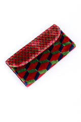 Roberta di Camerino Velvet Harlequin Diamond Tri-Fold Wallet flat lay @RECESS LA