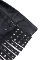 Class Roberto Cavalli Studded Leather Trench Coat split seam with safety pin closeup @recessla