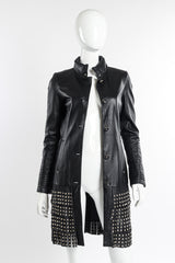 Class Roberto Cavalli Studded Leather Trench Coat open front view on mannequin @recessla