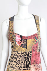 Roberto Cavalli Animal Patchwork Dress front on mannequin closeup @recess la