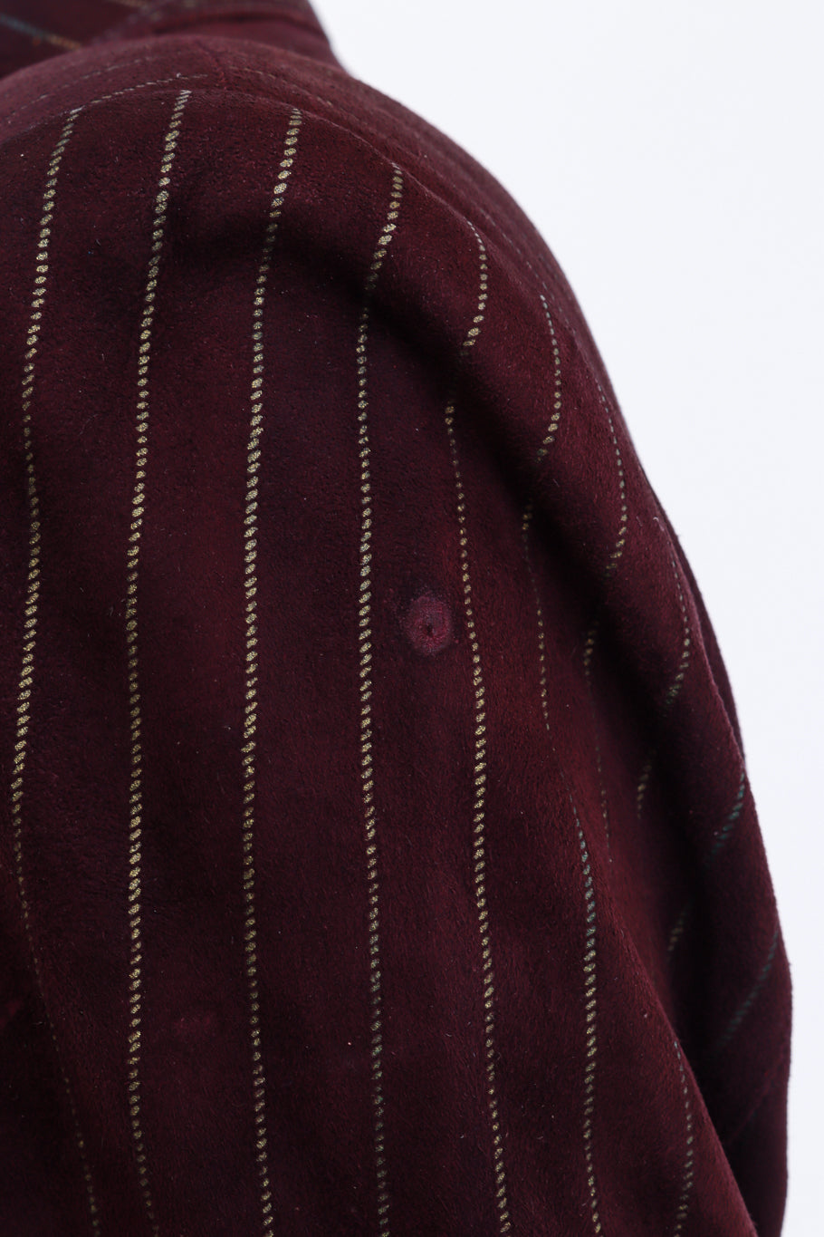 Vintage 1970s Roberto Cavalli Pinstripe Suede Blazer shoulder stain @recess la