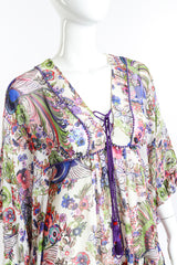 Roberto Cavalli Floral Bell Sleeve Peasant Dress front on mannequin closeup @recess la