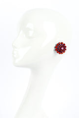 Vintage Thelma Deutsch Crystal Dome Button Earrings on mannequin @recess la