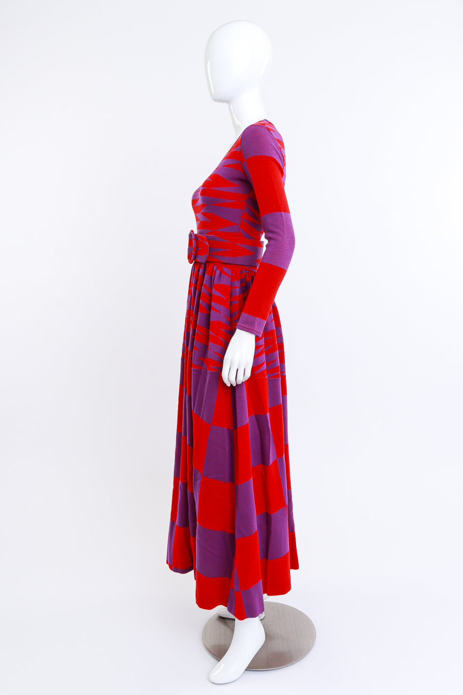 Vintage Rudi Gernreich Op Art Wool Knit Dress side on mannequin @recess la