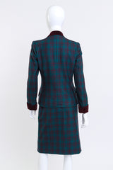 Plaid Velvet Trim Jacket & Skirt Set by Jean Louis Scherrer mannequin back @Recess LA