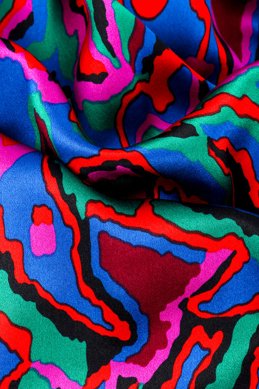 Vintage Saint Laurent Rive Gauche Abstract Print Velvet Blouse fabric closeup @recessla