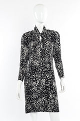 Vintage Saint Laurent Petal Print Silk Dress front view on mannequin closeup @Recessla