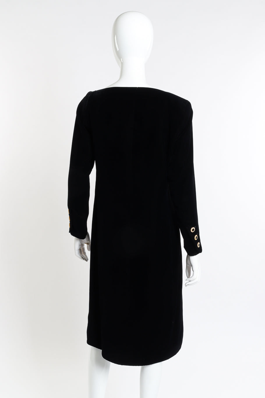 Crystal Button Velvet Dress by Saint Laurent on mannequin back @recess la