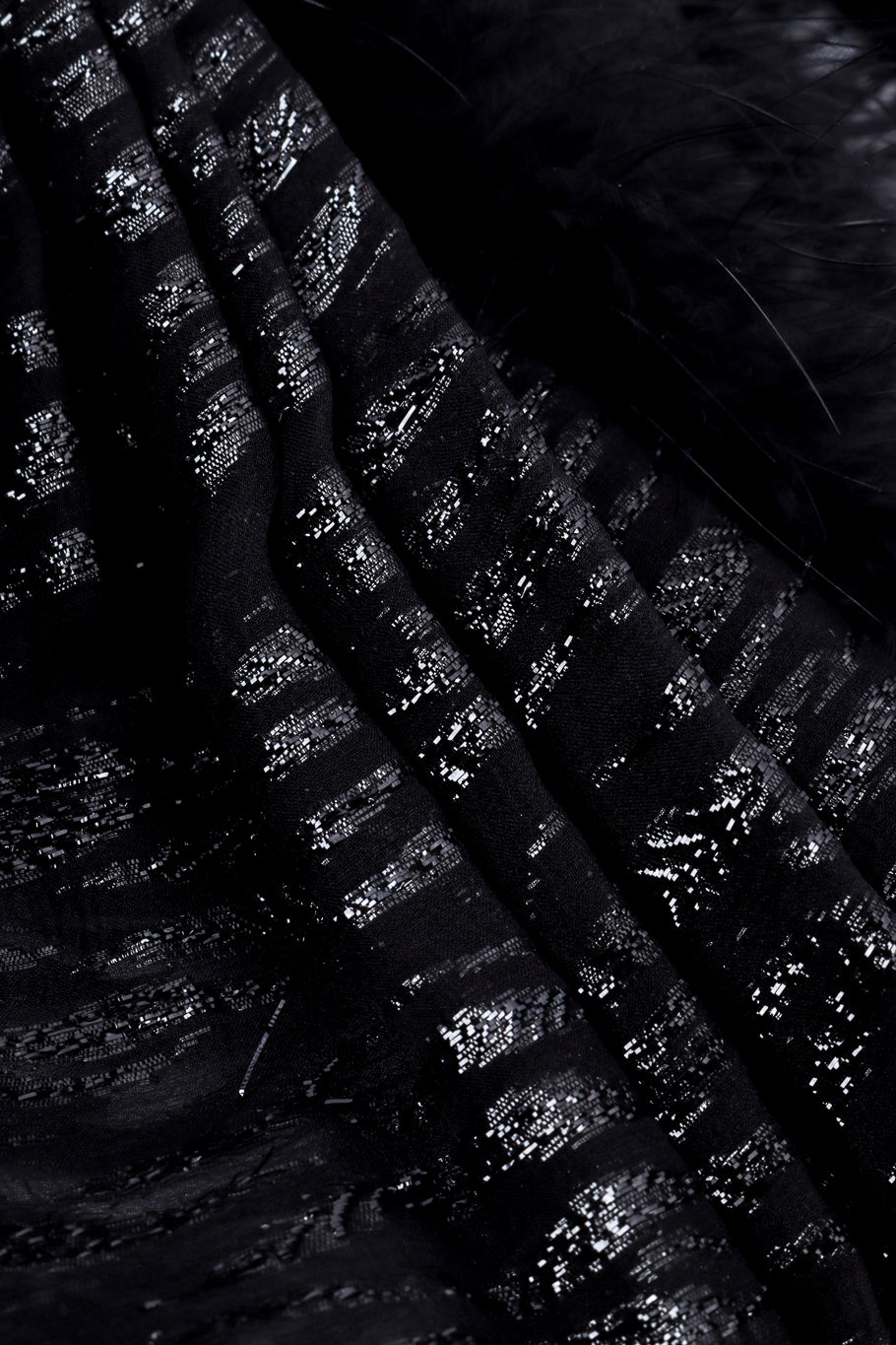 Vintage Saint Laurent Metallic Silk Feathered Duster fabric closeup @recessla