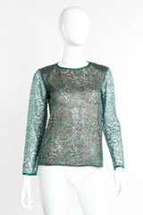 Vintage Saint Laurent Rive Gauche Metallic Lace Blouse front on mannequin @recessla