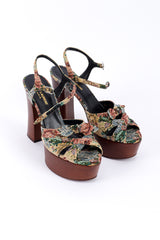 Saint Laurent Floral Tapestry Platform Heels 3/4 front @recessla