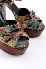 Saint Laurent Floral Tapestry Platform Heels toe closeup @recessla