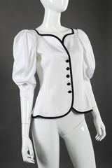 Balloon sleeve peplum top by Yves Saint Laurent on mannequin angled @recessla