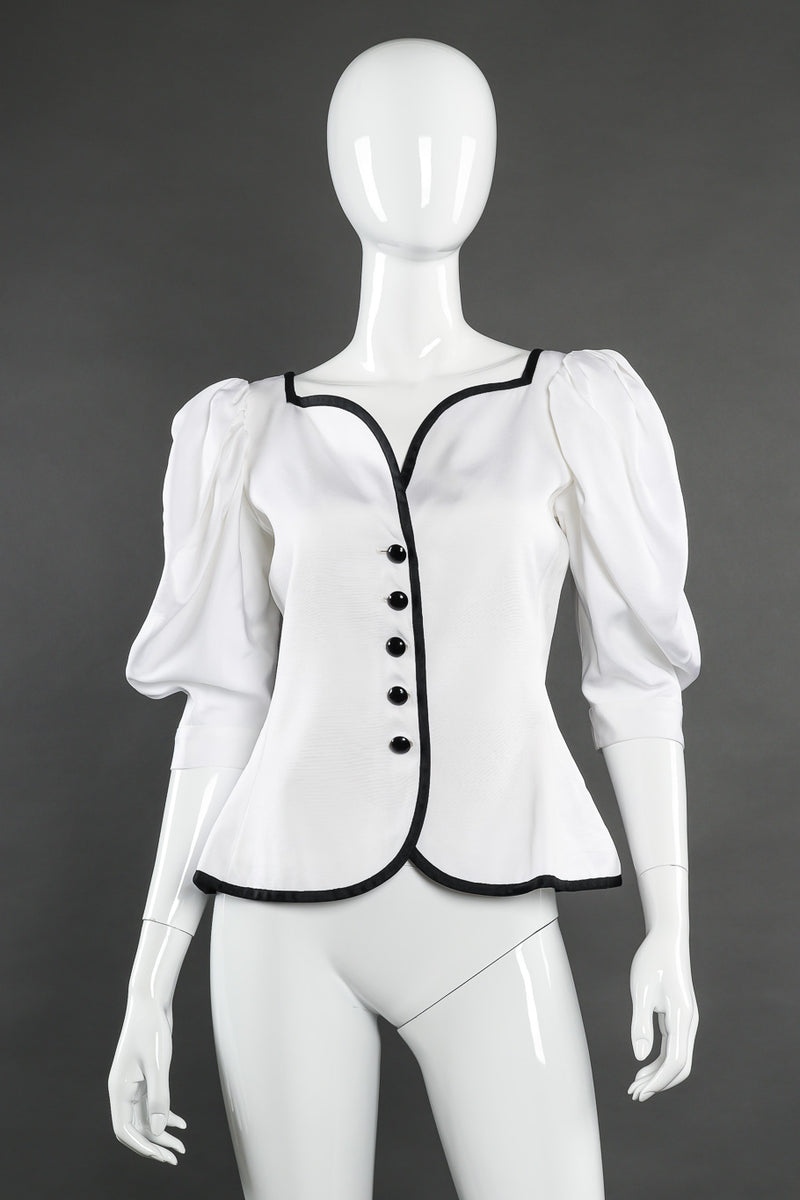 Balloon sleeve peplum top by Yves Saint Laurent on mannequin @recessla