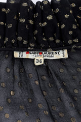 Vintage Saint Laurent Rive Gauche Polka Dot Metallic Blouse signature label @recess la