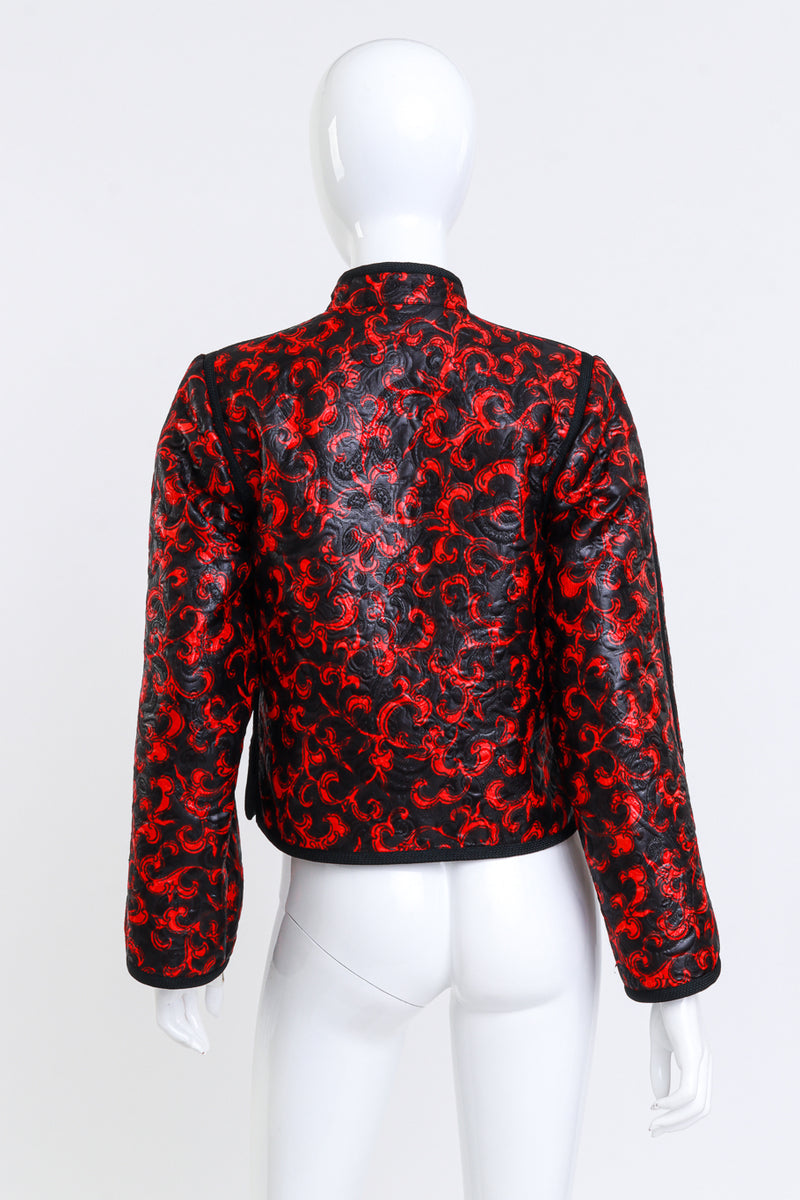 Vintage Saint Laurent Damask Jacquard Mandarin Jacket back on mannequin @recess la