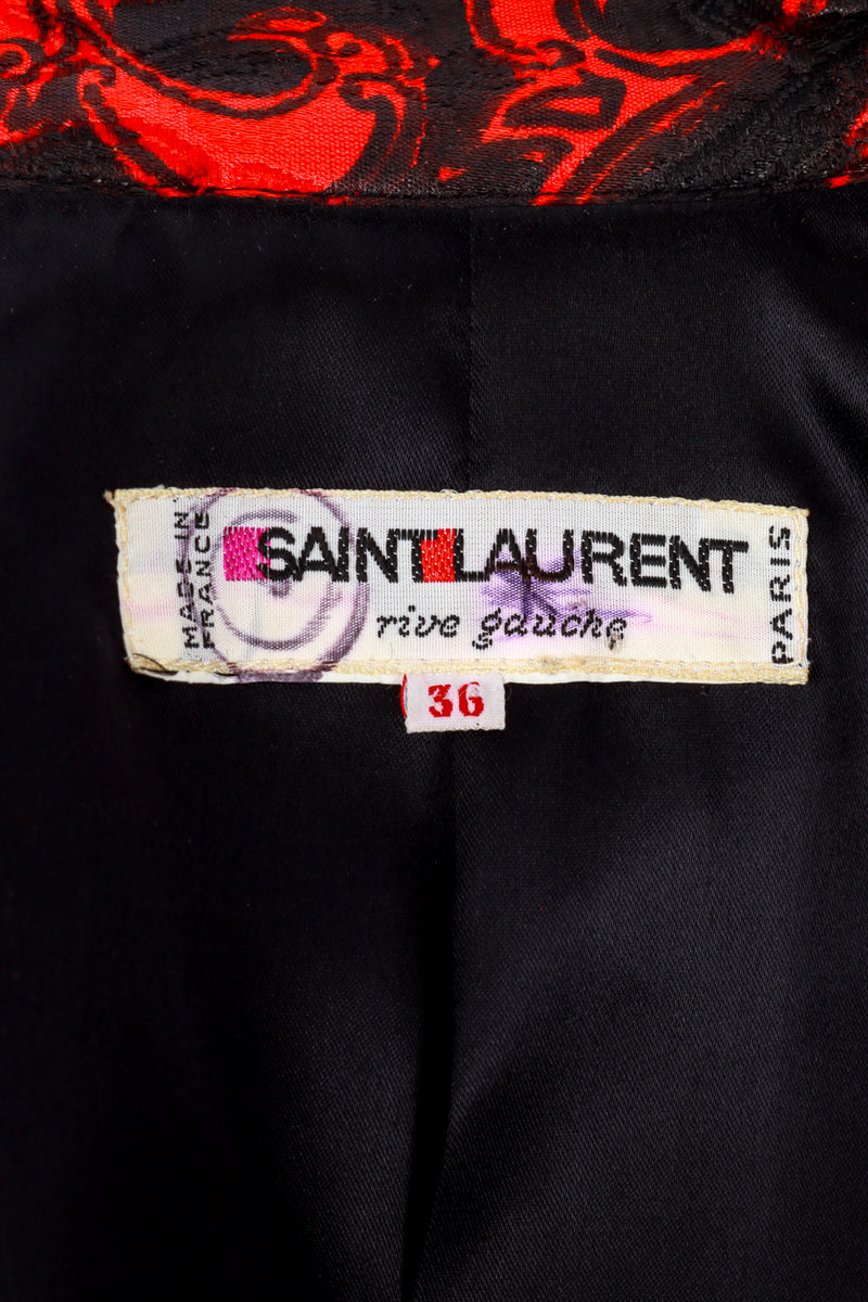 Vintage Saint Laurent Damask Jacquard Mandarin Jacket label @recess la