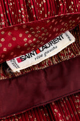 Vintage Saint Laurent Rive Gauche Metallic Ruffle Top & Skirt Set skirt signature label closeup @recessla