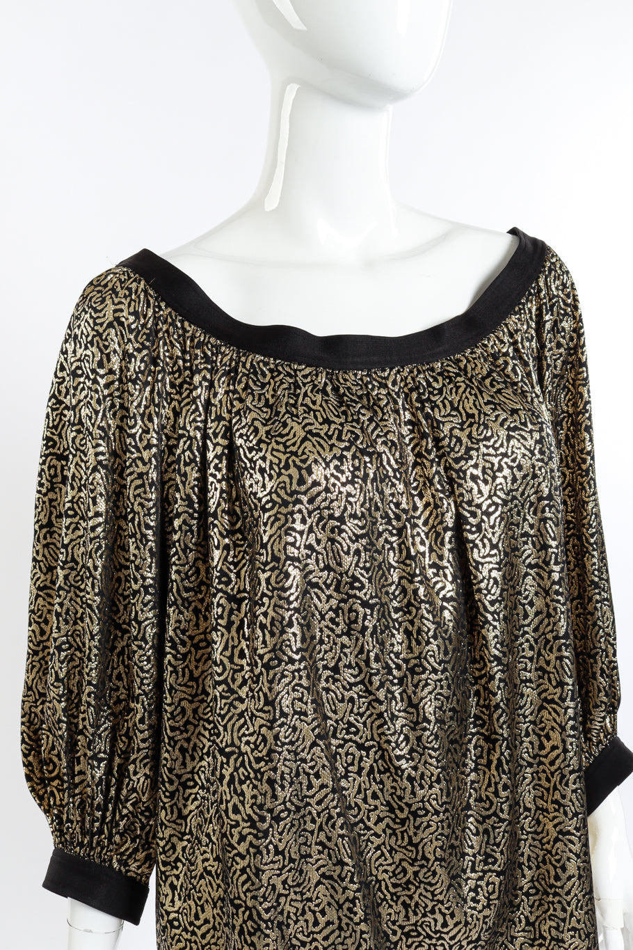 YSL Vermicular Lamé Balloon Sleeve Top detail on mannequin @RECESS LA