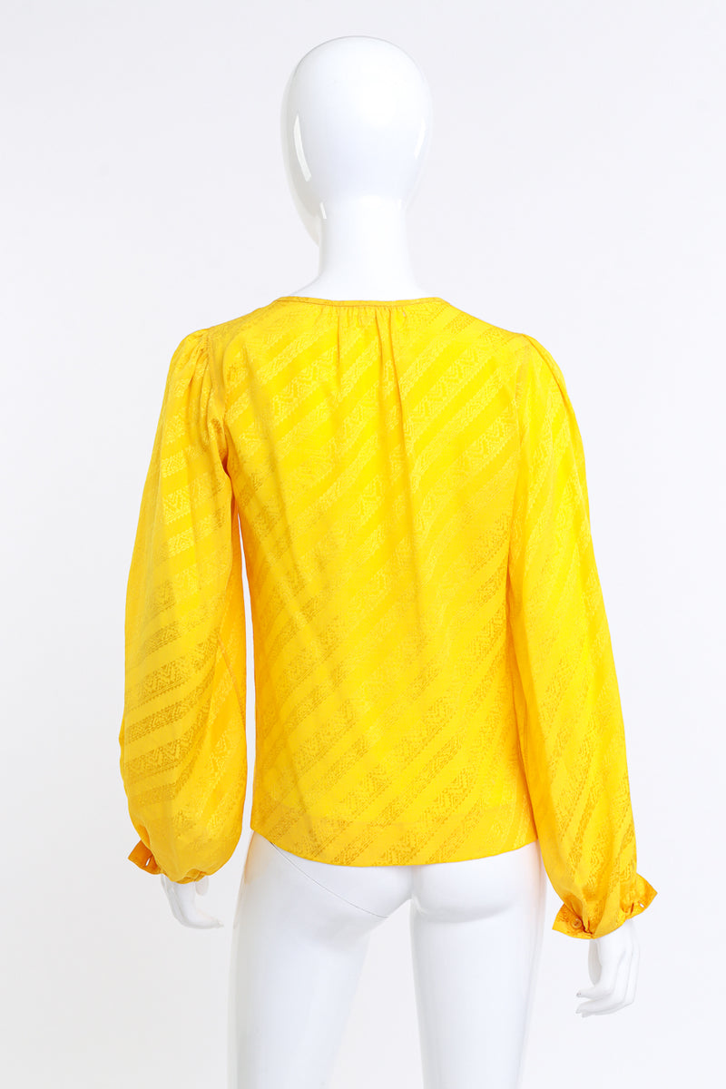 Vintage Yves Saint Laurent Geo Jacquard Keyhole Blouse back on mannequin @recess la