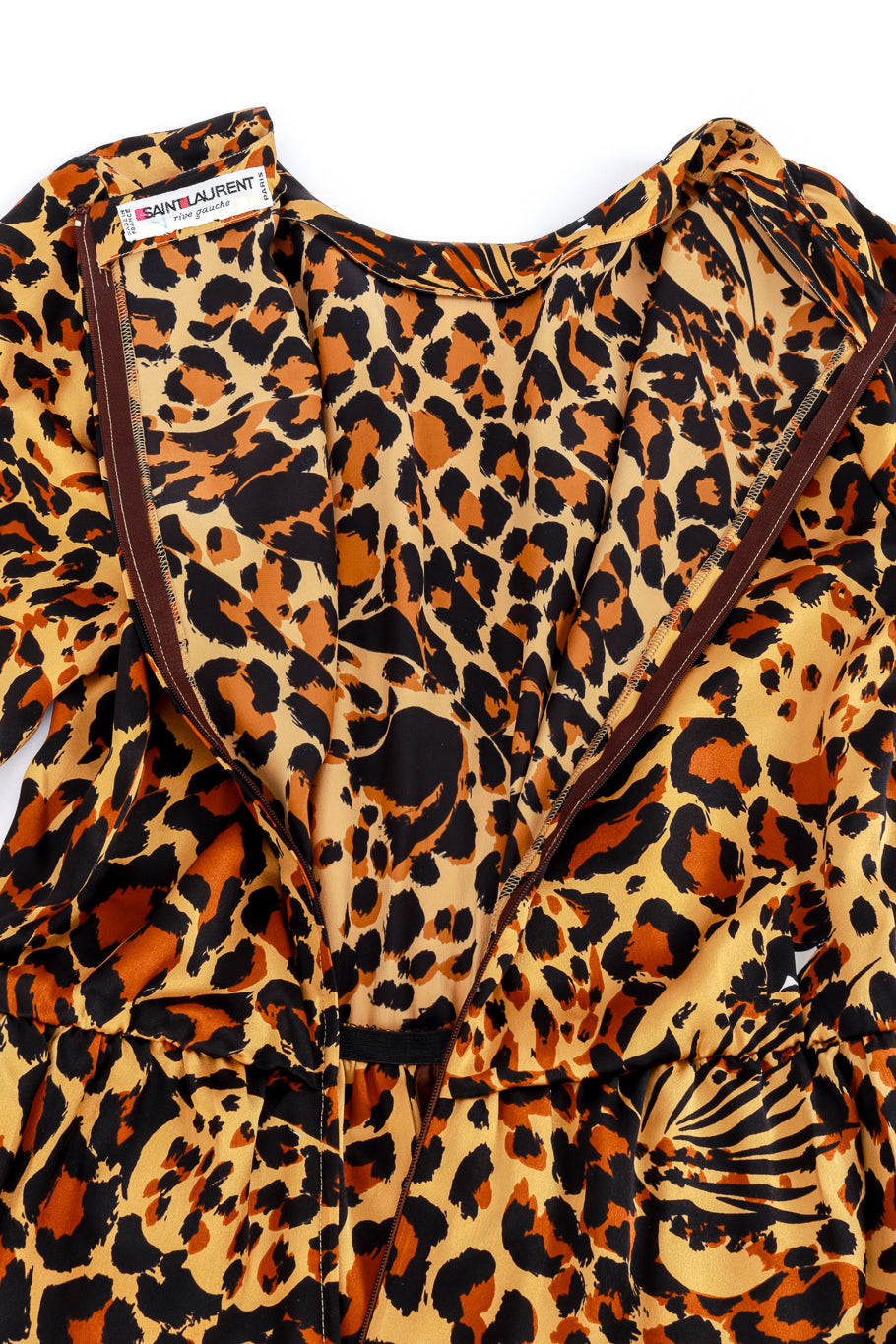 Vintage Yves Saint Laurent 1986 F/W Leopard Print Silk Dress back unzipped @recess la