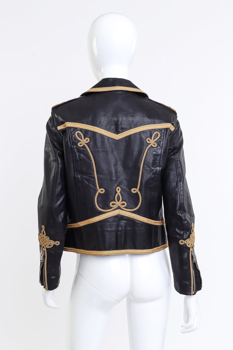 2015 S/S Soutache Trim Leather Jacket back on mannequin @recess la