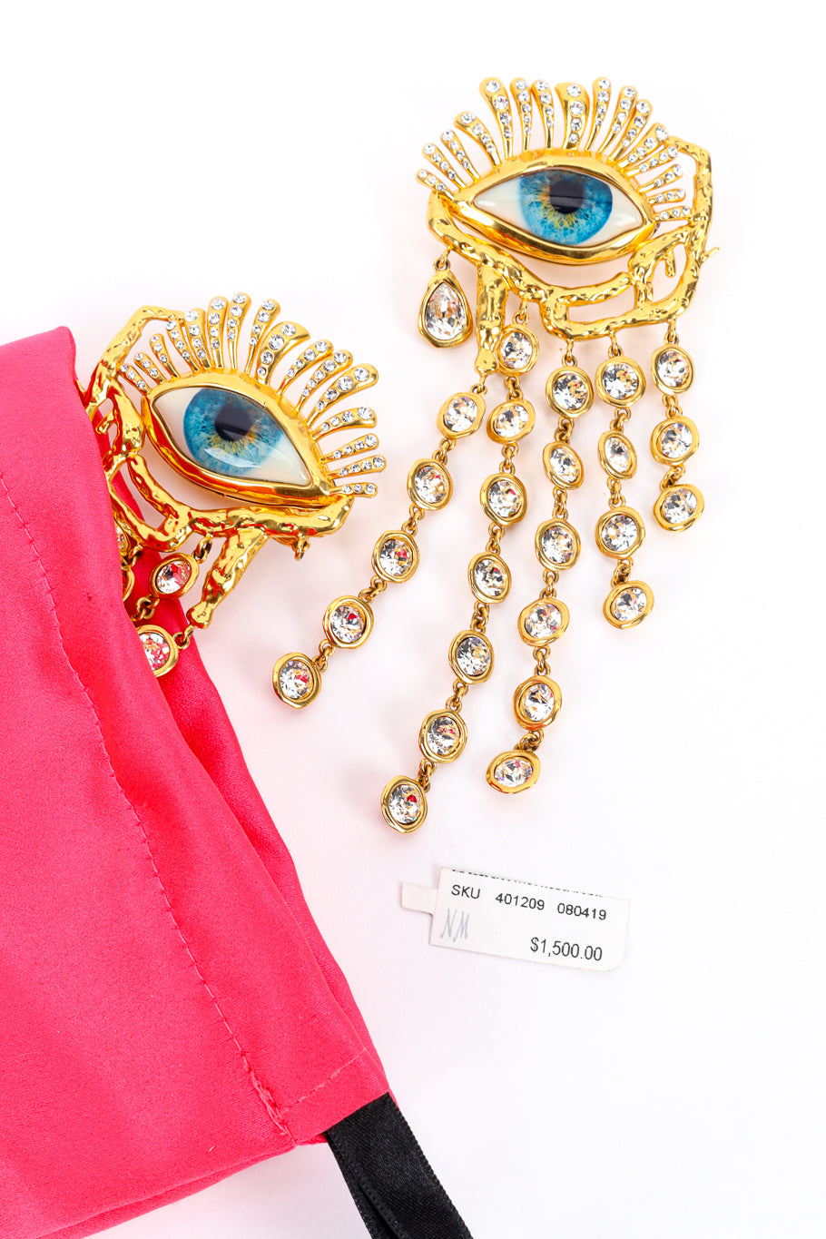 Schiaparelli Surrealist Eye Earrings with dust bag and hang tag @recess la