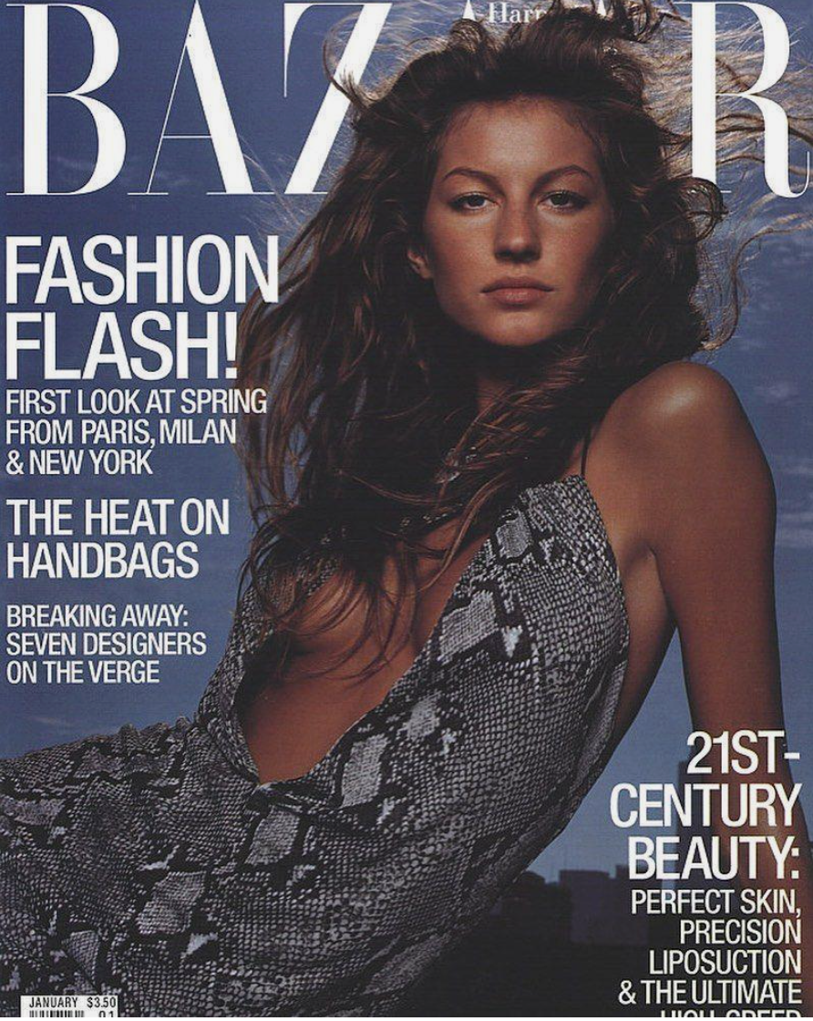 2000 S/S Python Mini Dress by Gucci on Gisele on Bazaar cover @recessla