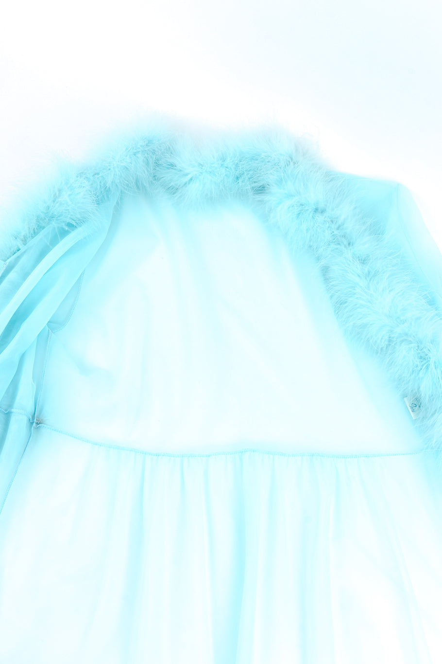 Vintage Sears Marabou Trim Robe & Chemise Set robe view of interior @recess la