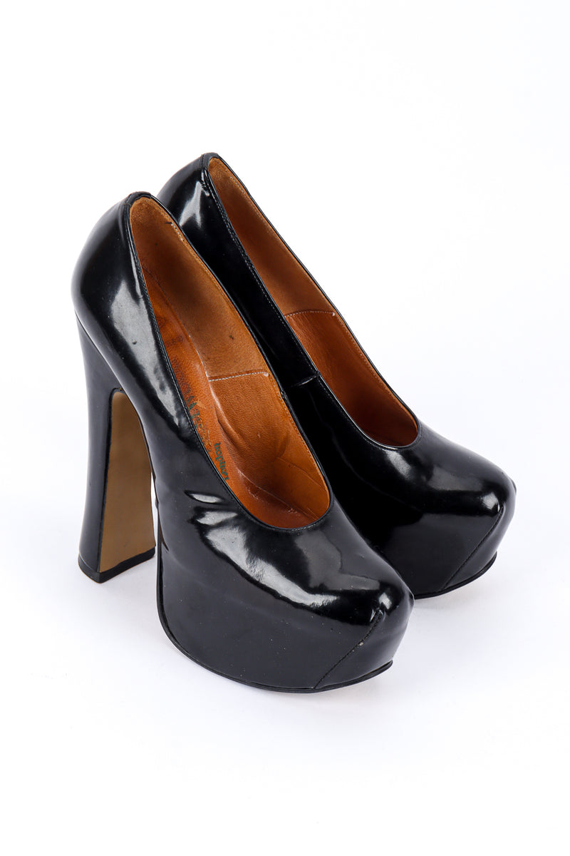 Vintage Vivienne Westwood 1993 F/W Patent Leather Elevated Court Shoe 3/4 front @recessla