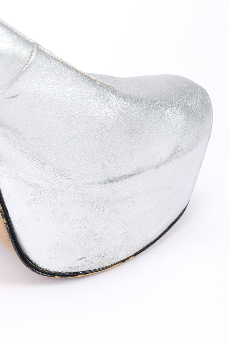 Vintage Vivienne Westwood 1993 F/W Metallic Silver Elevated Court Shoe scuff on platform @recessla