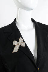 Vintage Atwood & Sawyer Rhinestone Bow Brooch on mannequin @recessla