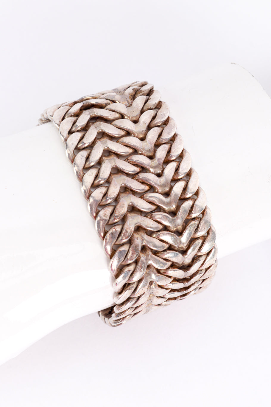 Taxco Sterling Silver Ichthyic Woven Bracelet detail @RECESS LA