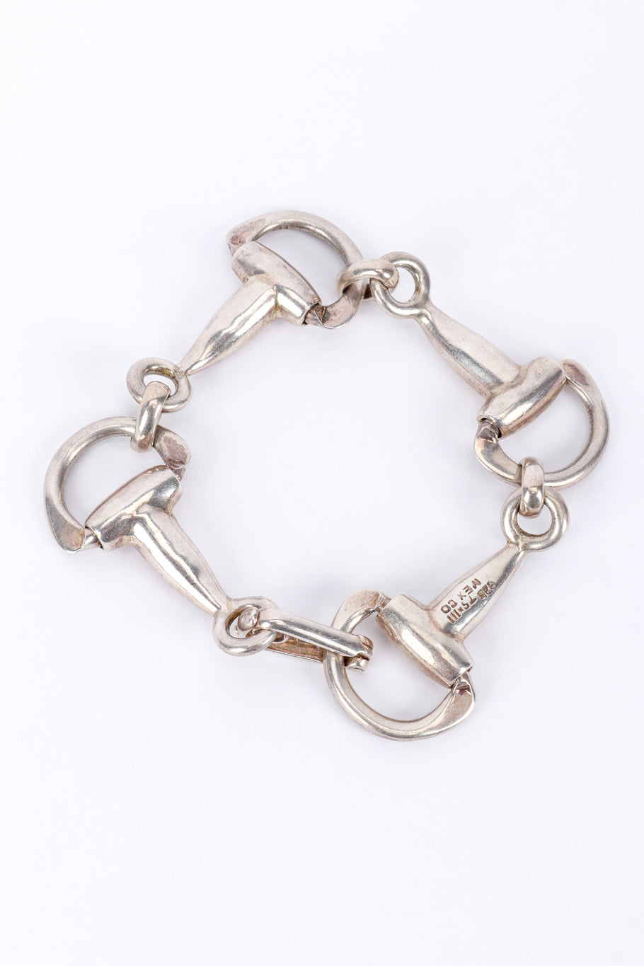 Vintage Taxco Sterling Silver Horsebit Bracelet back flat @RECESS LA