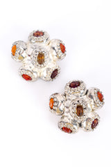 Vintage Brutalist Cabochon Cluster Earrings front view on white backdrop @Recessla