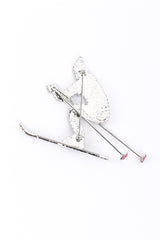 Vintage Dorothy Bauer Rhinestone Skier Brooch back @recessla