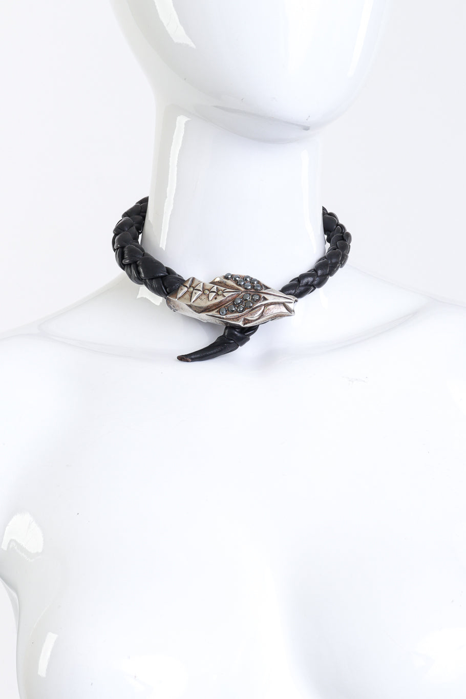 Vintage Silver Snakebite Leather Lariat Choker @RECESS LA