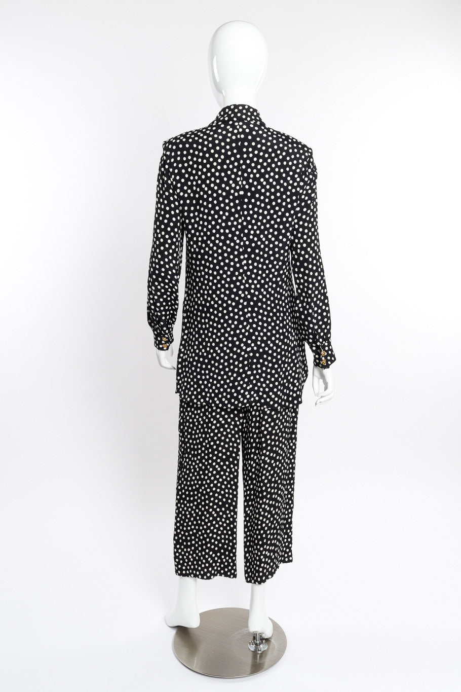 Vintage Sonia Rykiel Polka Dot Jacket and Skirt Set back on mannequin @recessla