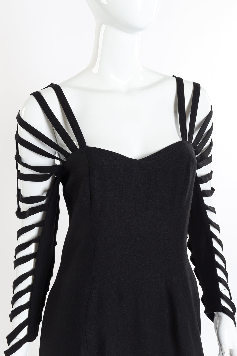 Vintage Sophie Sitbon Cage Top Mini Dress front on mannequin closeup @recessla