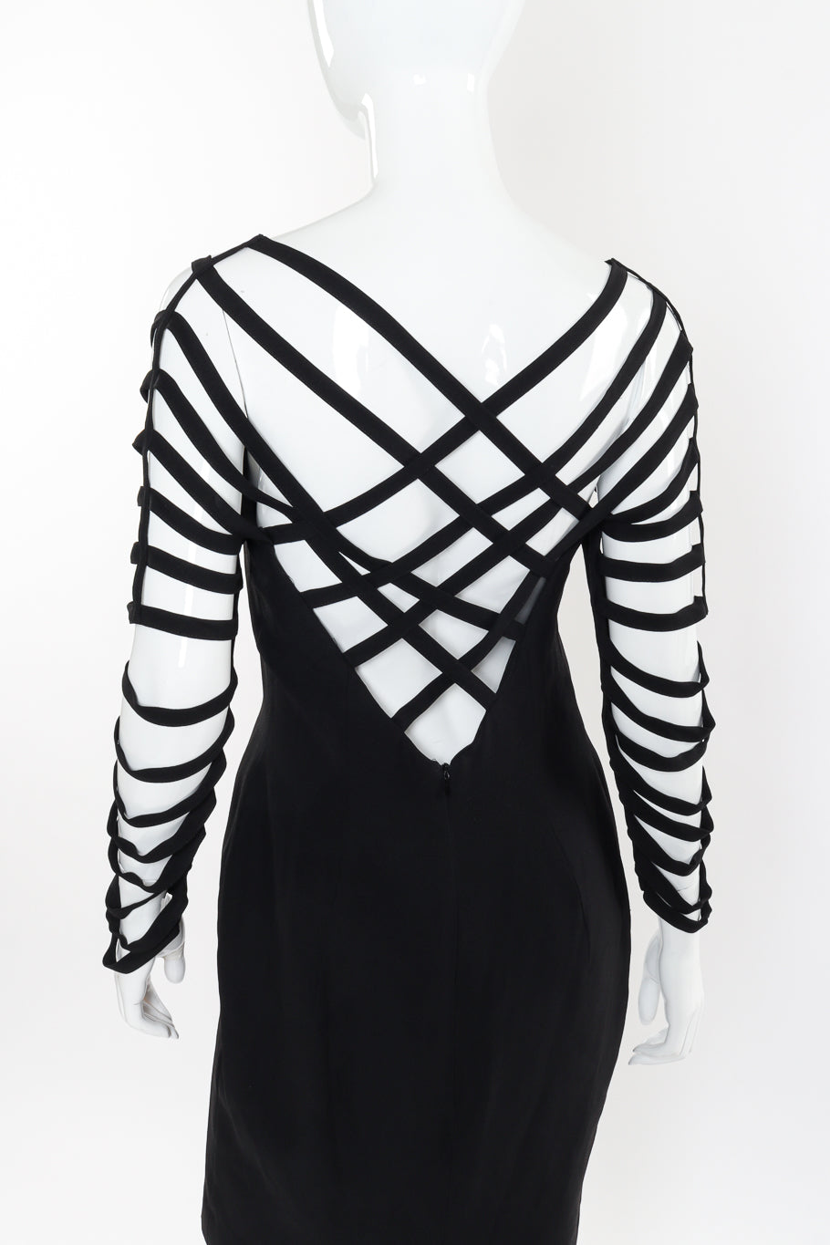 Vintage Sophie Sitbon Cage Top Mini Dress back on mannequin closeup @recessla