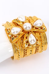 Vintage St. John Pearl Maltese Cross Cuff on mannequin @recessla