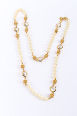 Vintage St. John Crystal and Pearl Chain Necklace front view @recessla