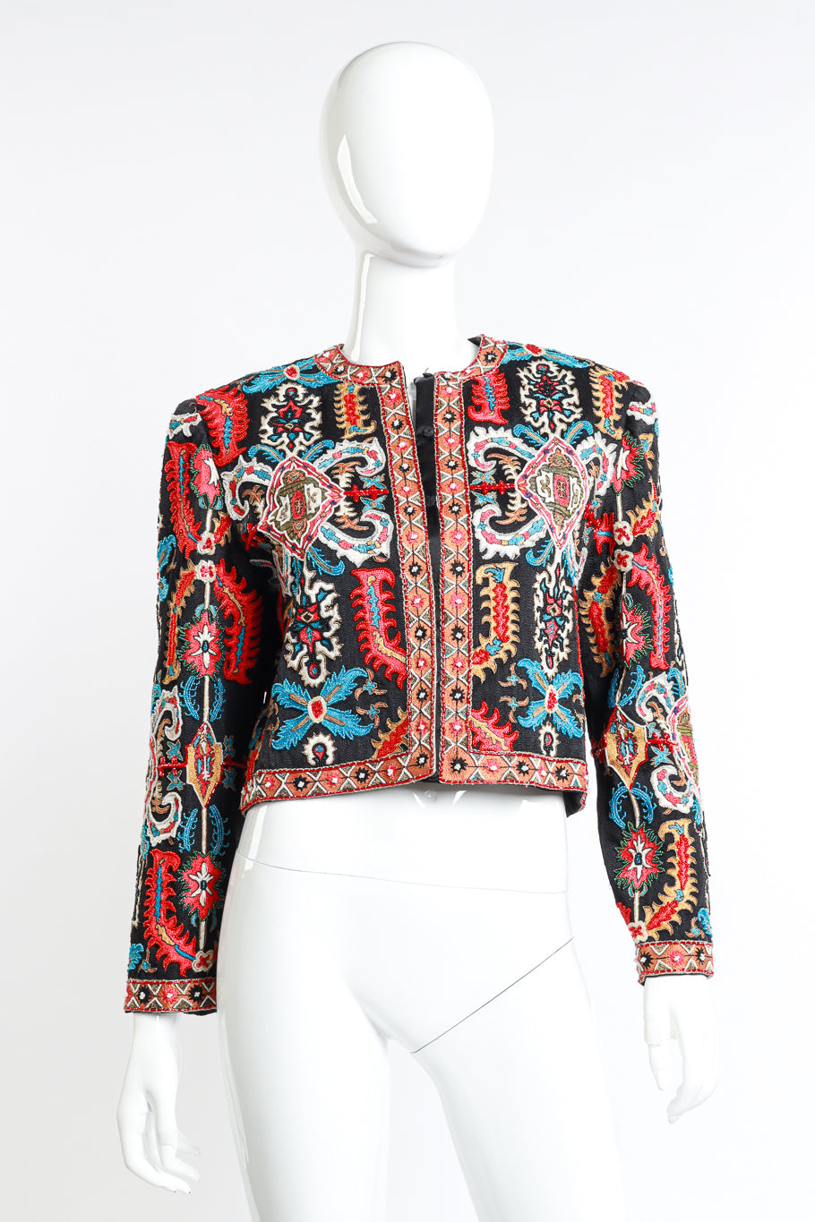 Vintage St. Martin Ethnic Embroidered Jacket front on mannequin @recess la