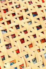 Vintage Woven Strawberry Picnic Bag rattan closeup @recess la