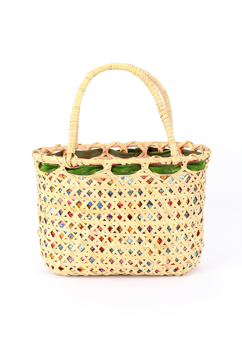 Vintage Woven Strawberry Picnic Bag back @recess la