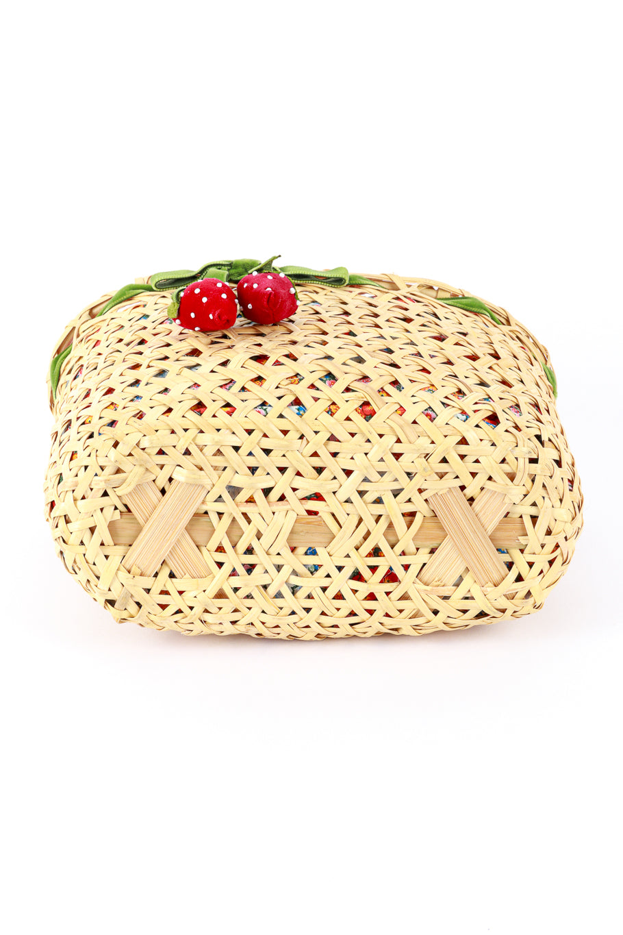 Vintage Woven Strawberry Picnic Bag bottom @recess la